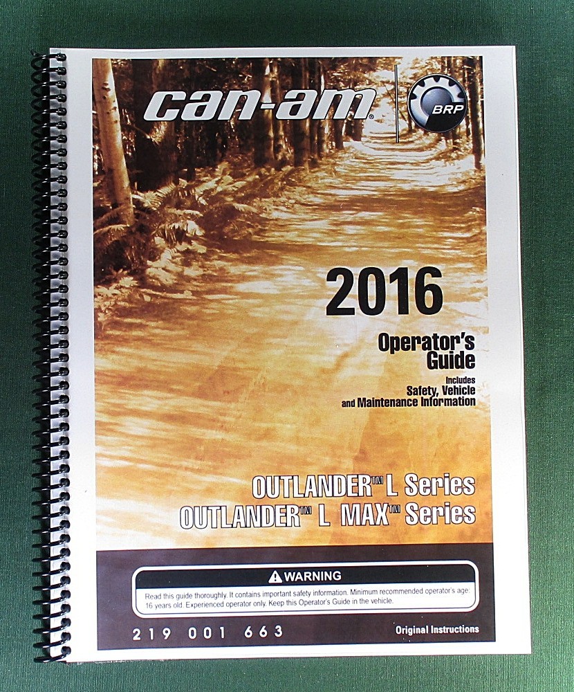 2016 Can-Am Outlander L 570 Owner’s Manual: 196 pages & protective Covers!