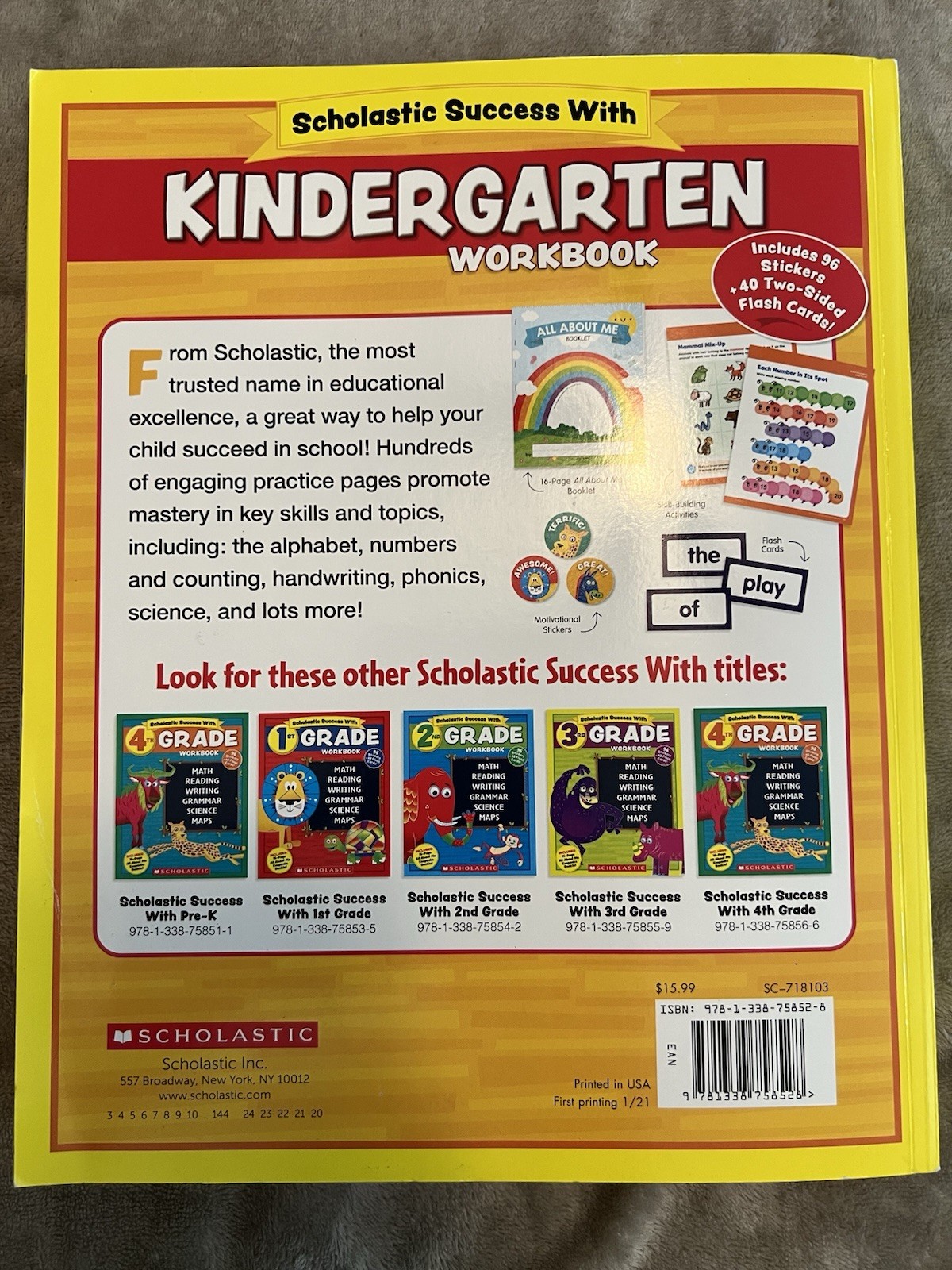 Scholastic- Kindergarden Workbook – Paperback By NA – VERY GOOD