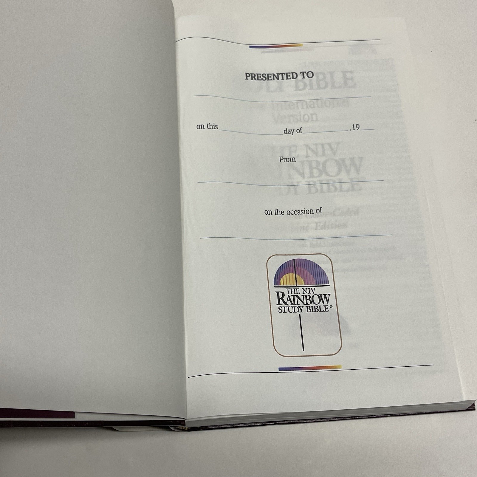 NIV Rainbow Study Bible New International Version Color Bold Line 1992 Hardcover