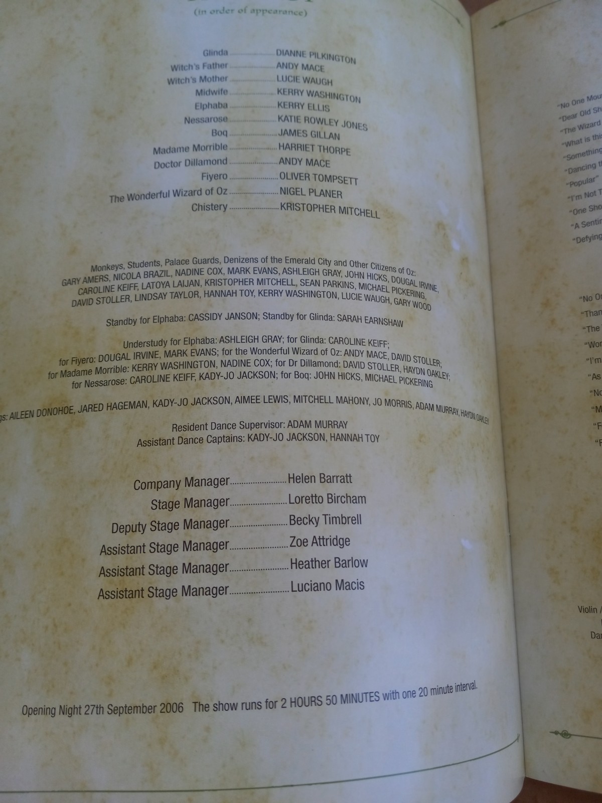 Wicked Musical Brochure Theatre Program Souvenir Booklet 2006