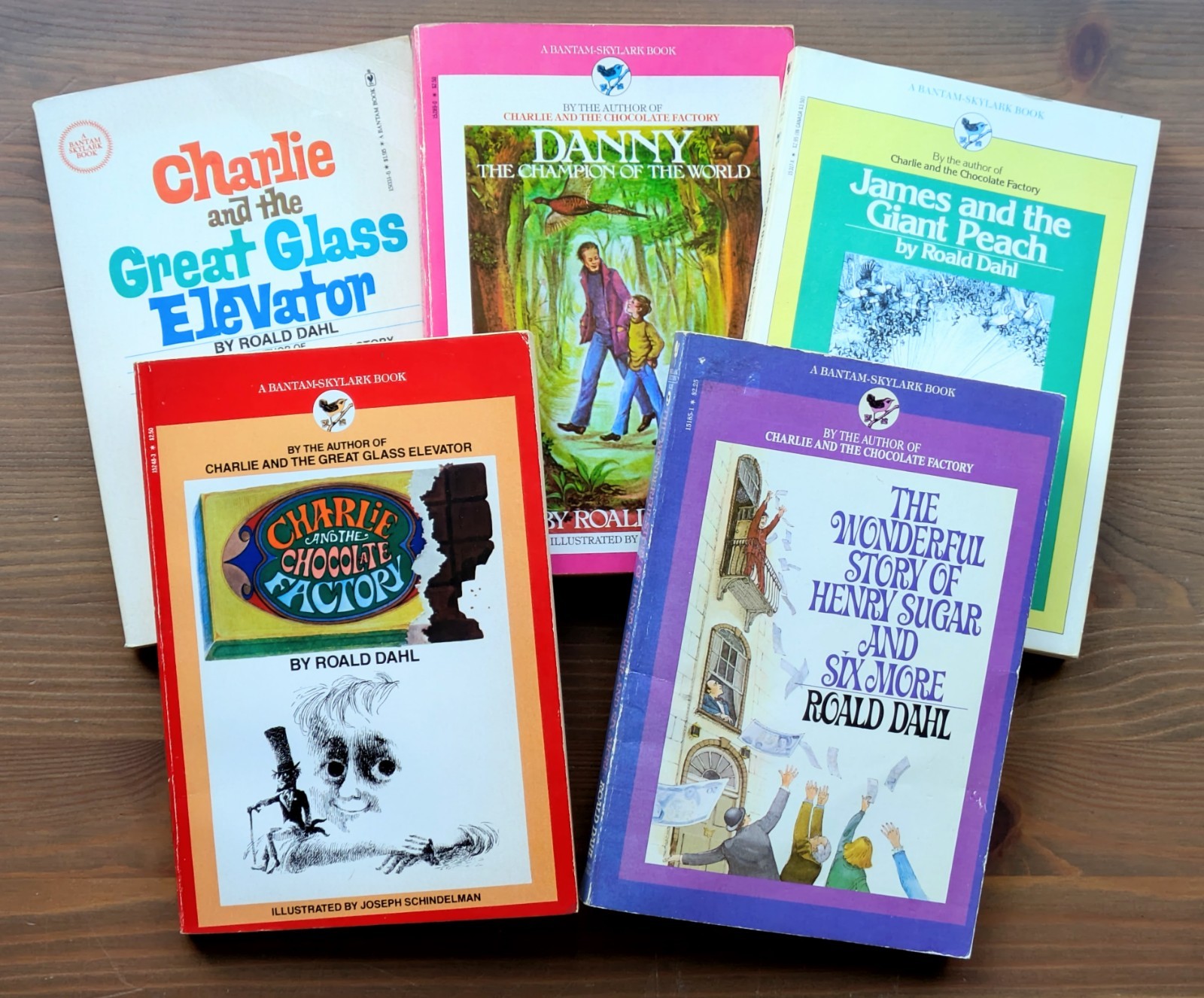 5pk VINTAGE ROALD DAHL Books Bantam Skylark Set – Charlie, Danny, James, Henry
