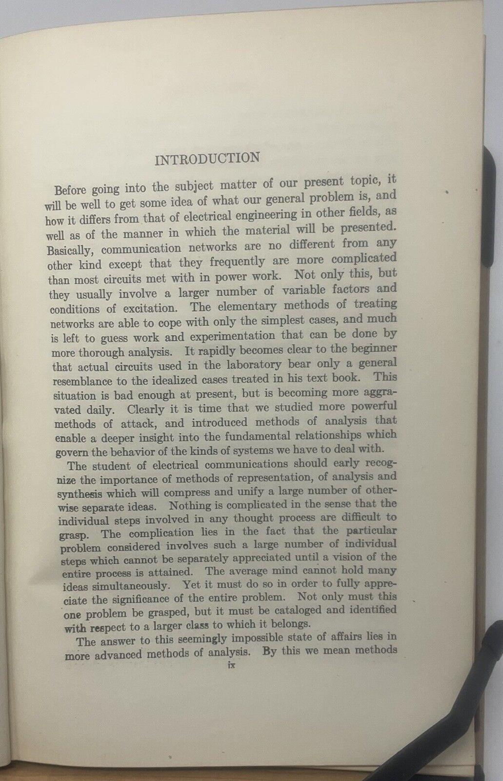 Communication Networks Vol. I 1946 Ernst. A. Guillemin Wiley 4th Printing F7