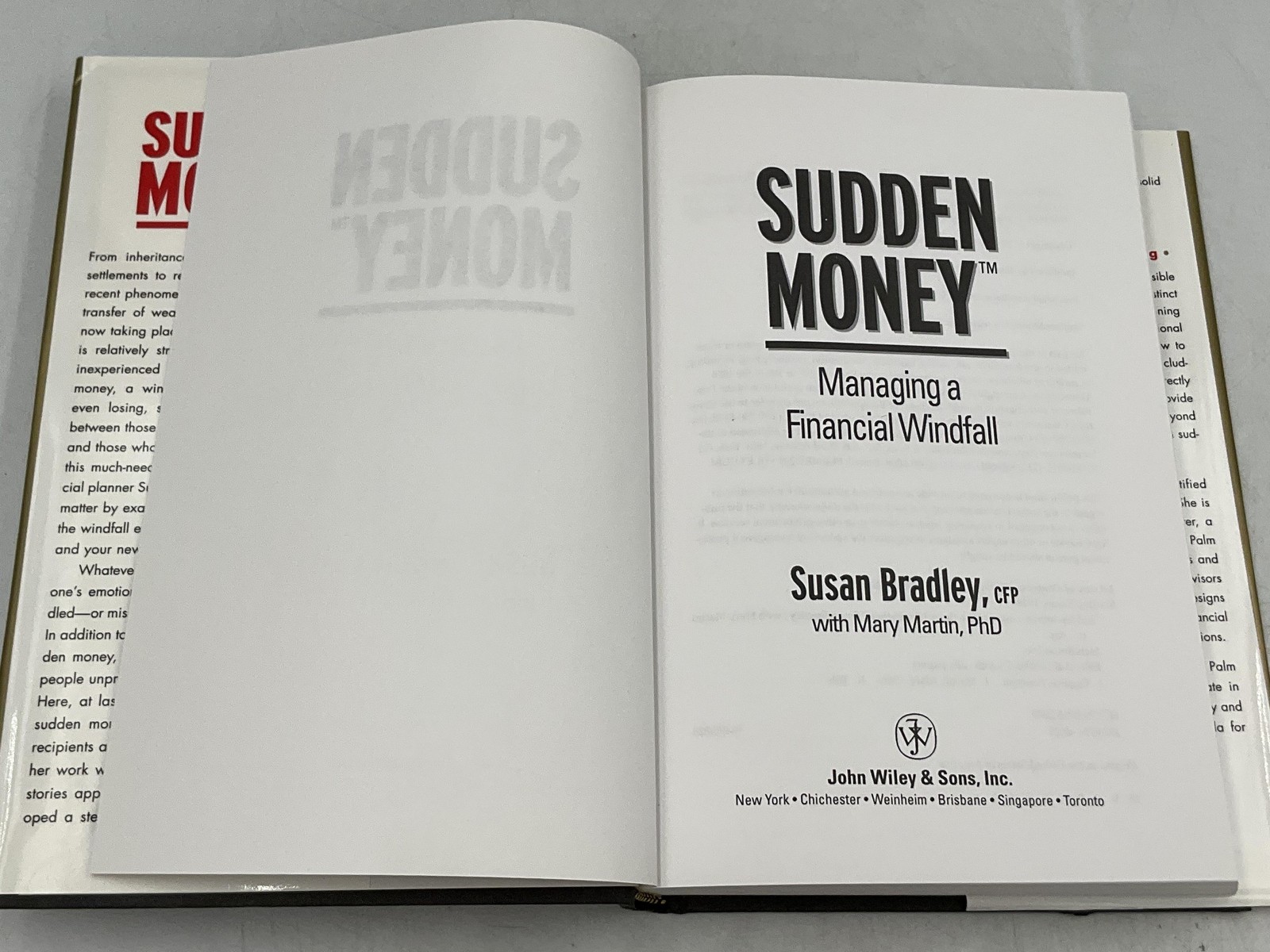 Sudden Money Managing A Financial Windfall Susan Bradley 2000 HC John Wiley
