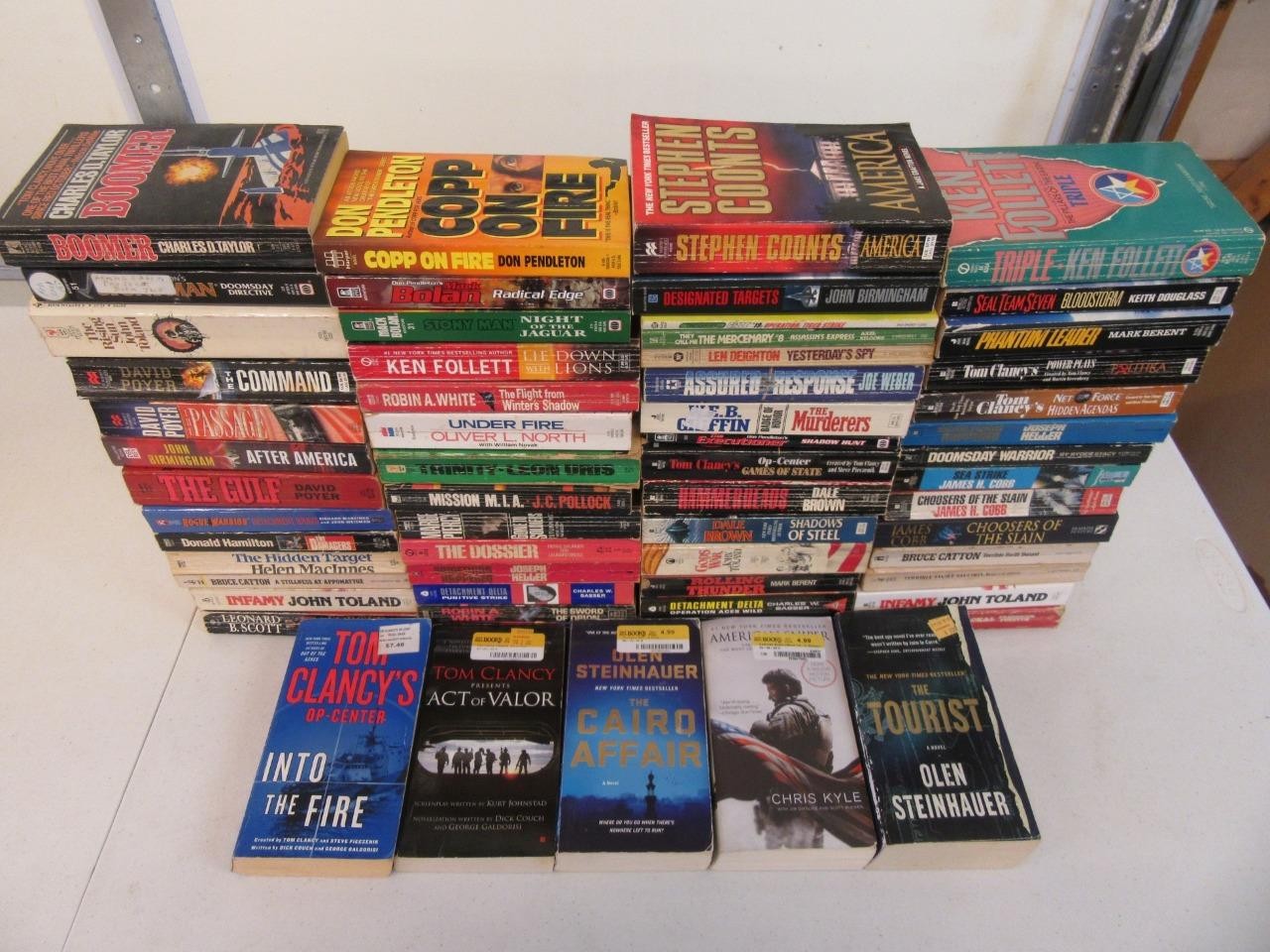 HUGE Lot of (61) WAR MILITARY THRILLER Books TOM CLANCY DALE BROWN JOHN TOLAND