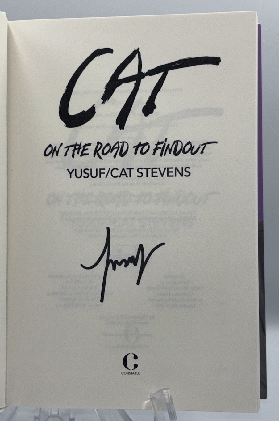 CAT STEVENS SIGNED AUTOGRAPHED BOOK ON THE ROAD MEMOIR 1ST ED / 1ST PRINT YUSEF