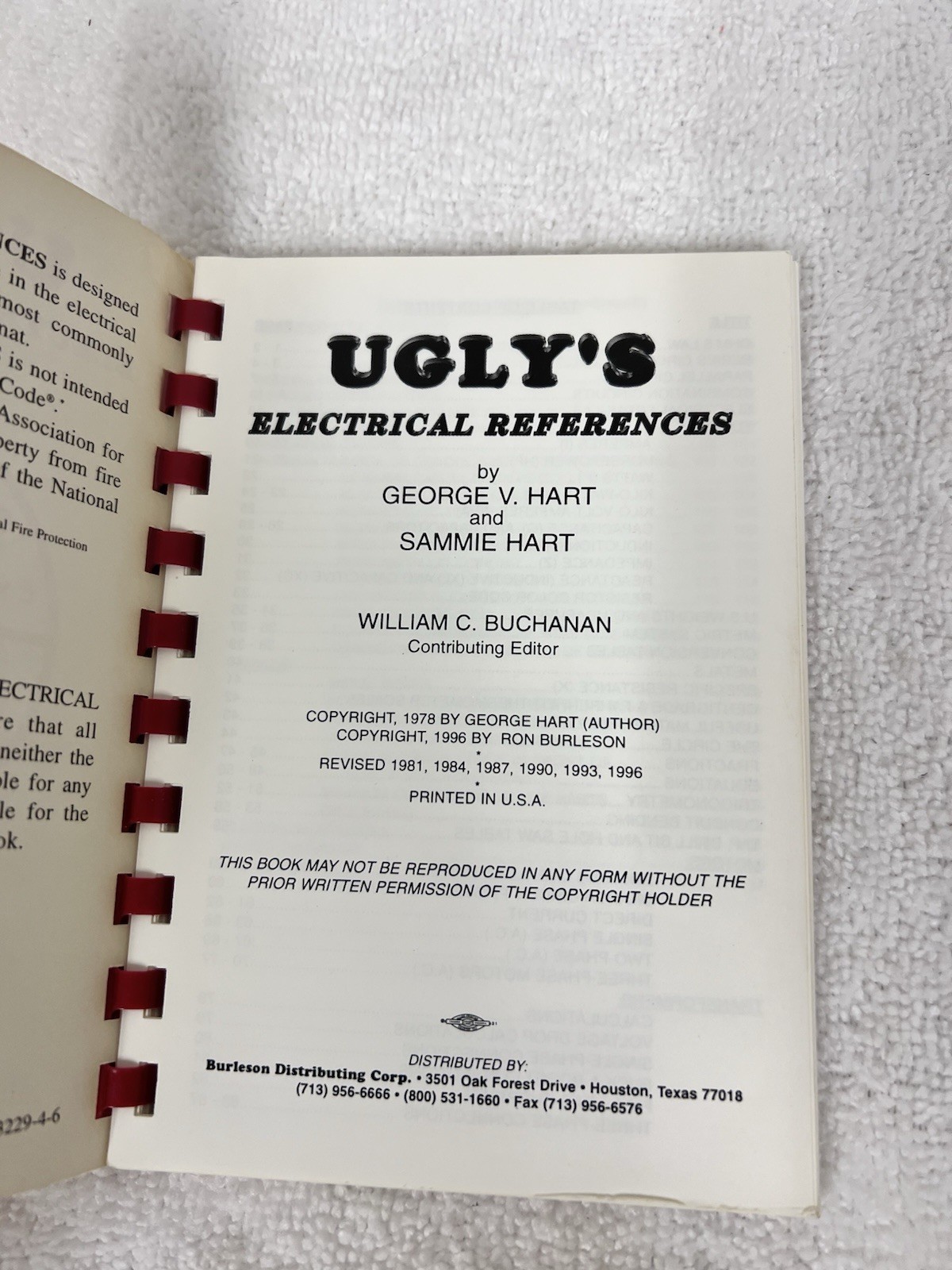 Ugly’s Electrical References by George V. Hart 1996 Trade Paperback