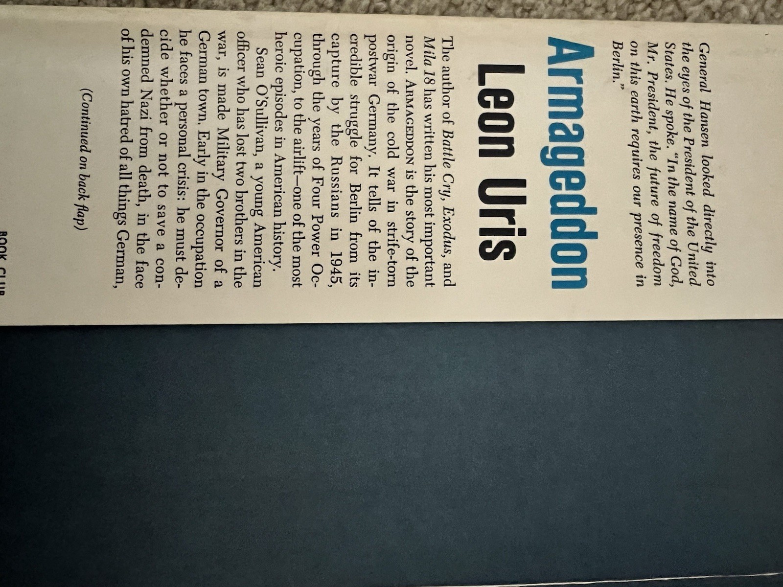 Armageddon by Leon Uris 1964 Hardcover and Dustjacket Doubleday BCE Very Good