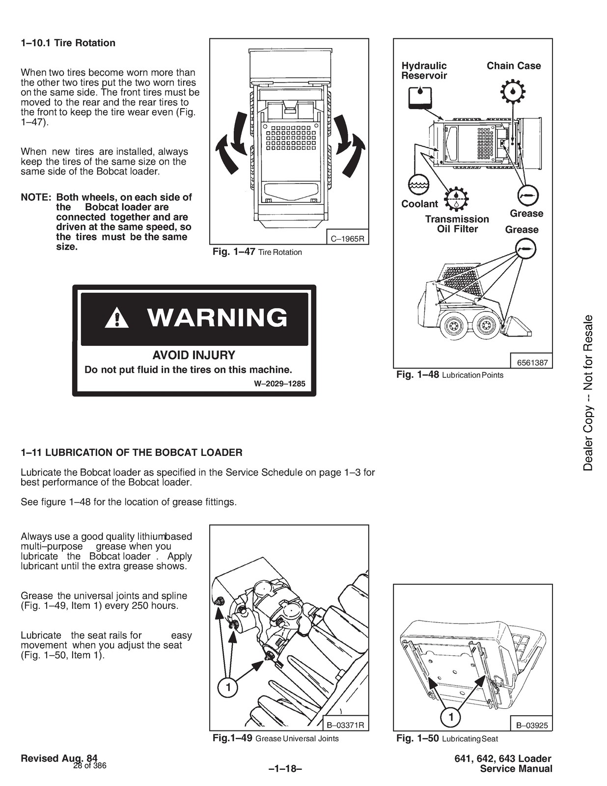 BOBCAT 641 642 643 H Series Skid Steer Loader Service Manual 1996, FOLDOUTS