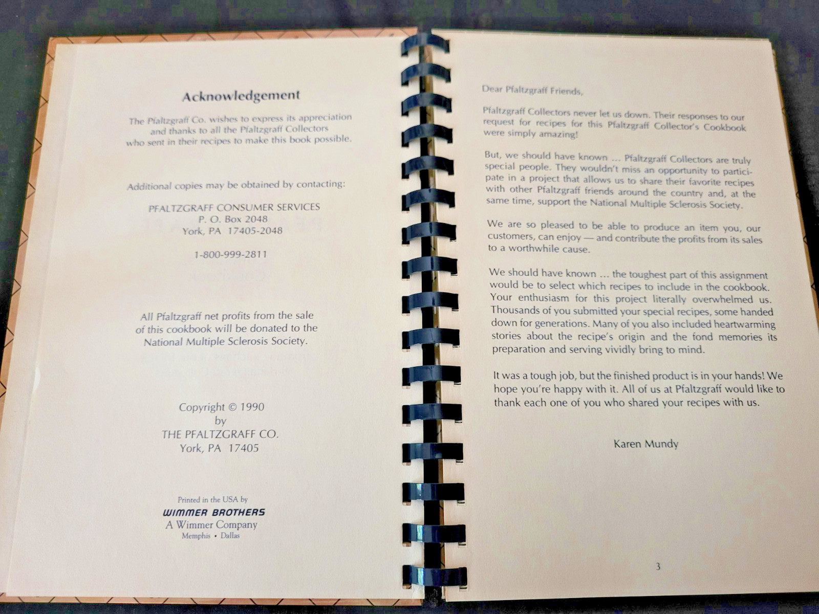 1990-PFALTZGRAFF-COLLETOR’S COOKBOOK-SPIRAL BOUND-HC-196 PAGES