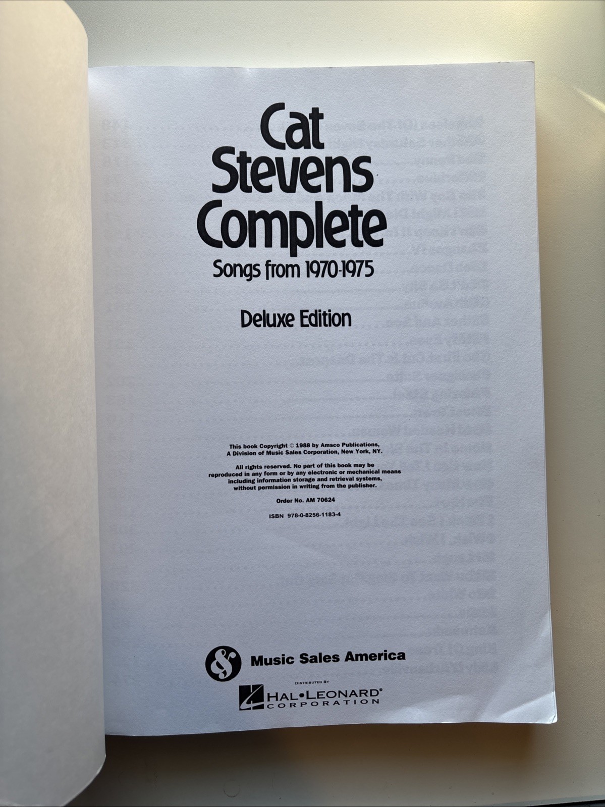 Cat Stevens Complete: Songs From 1970-1975 by Cat Stevens 1992 PB