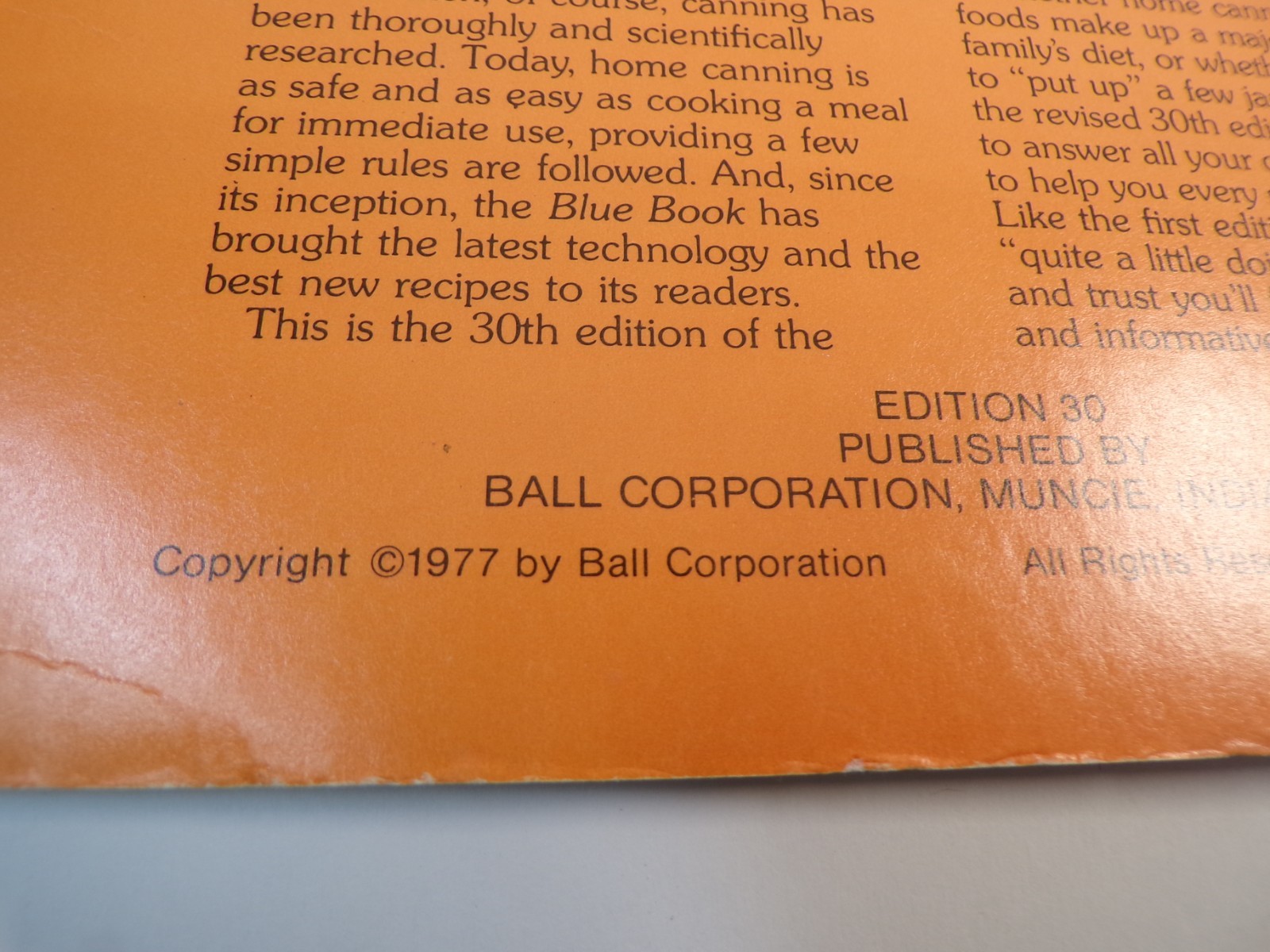 Ball Blue Book 30th Edition Softcover Canning Recipe Cooking