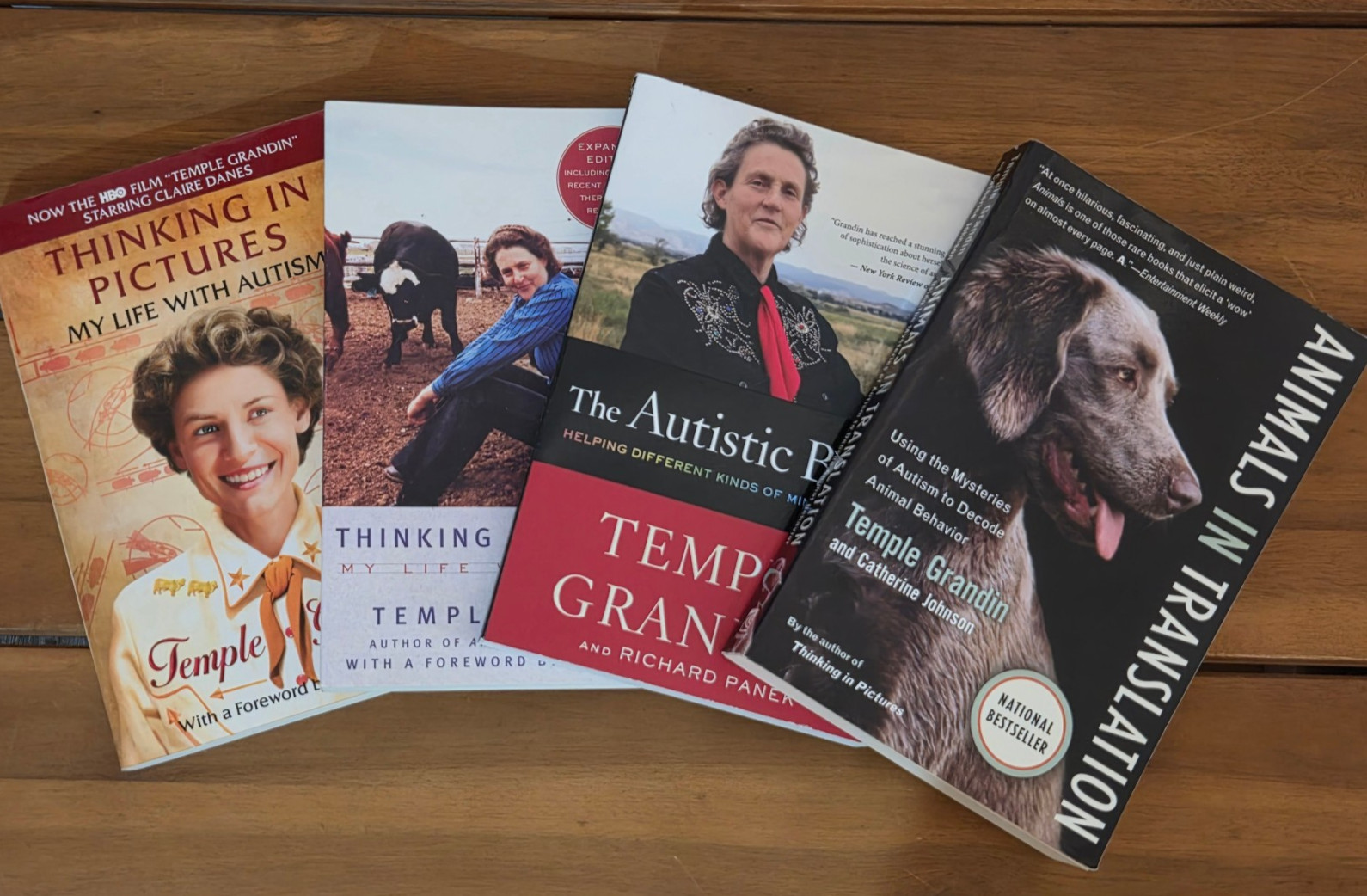 TEMPLE GRANDIN set 4 paperback books, 1 is SIGNED