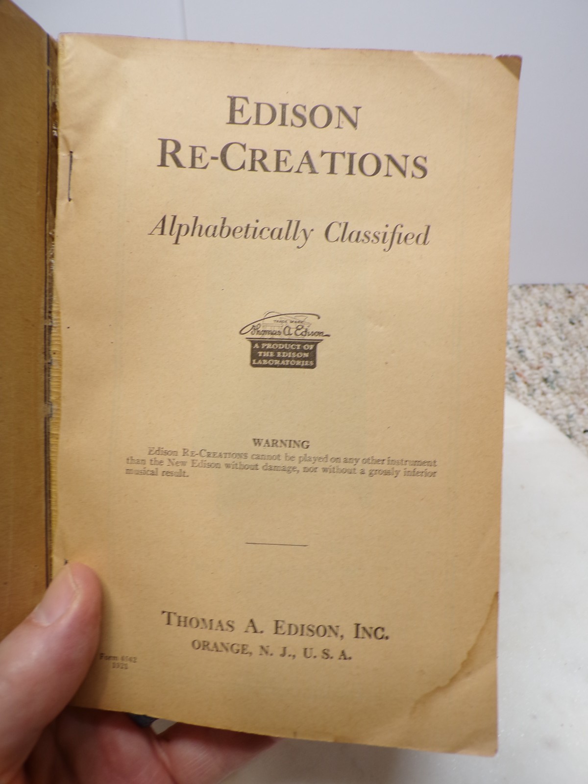 1900s Edison Phonograph Postcard & 1922 Thomas Edison Re-Creations Music Book