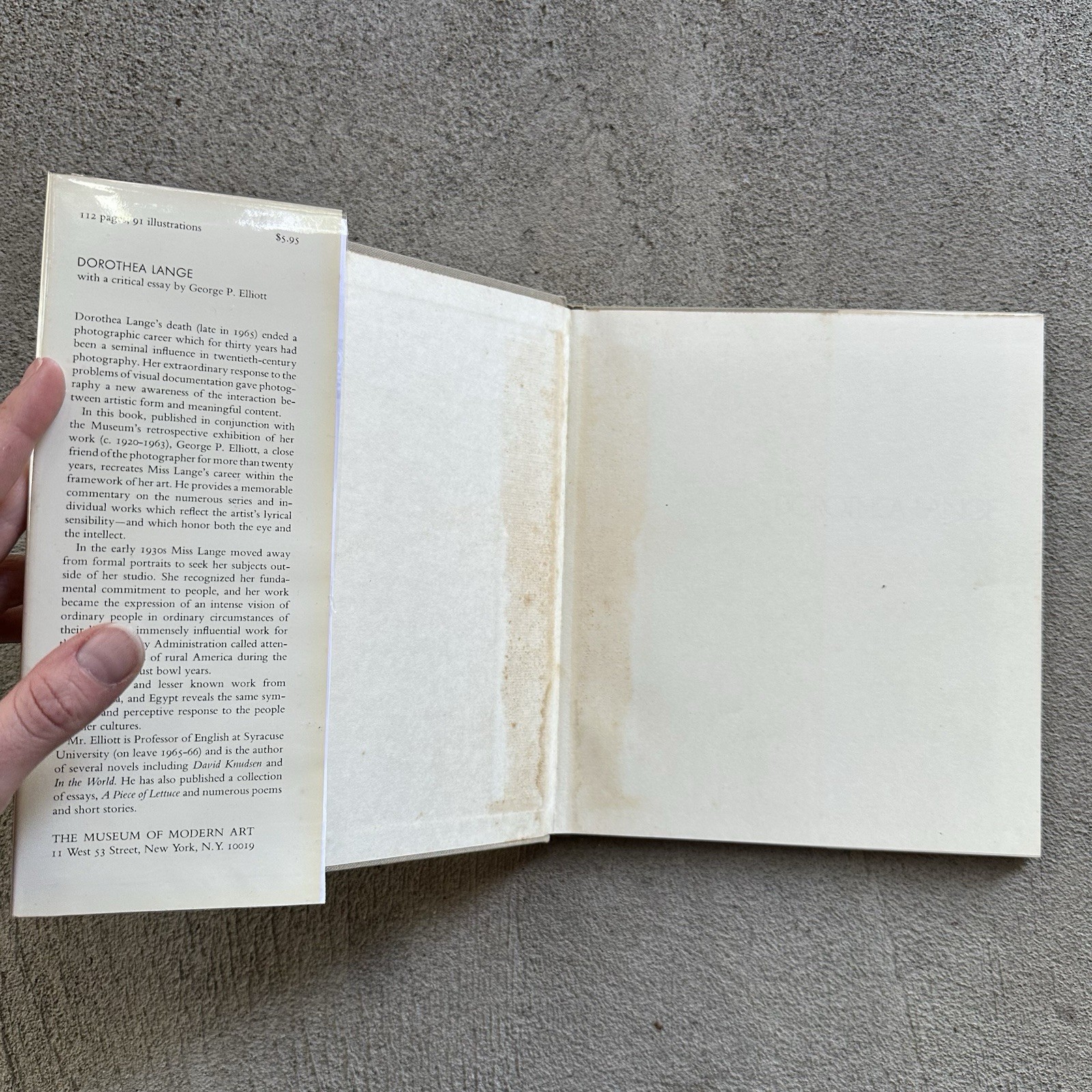 DOROTHEA LANGE – George R. Elliott – Museum of Modern Art, 1968. Hardcover