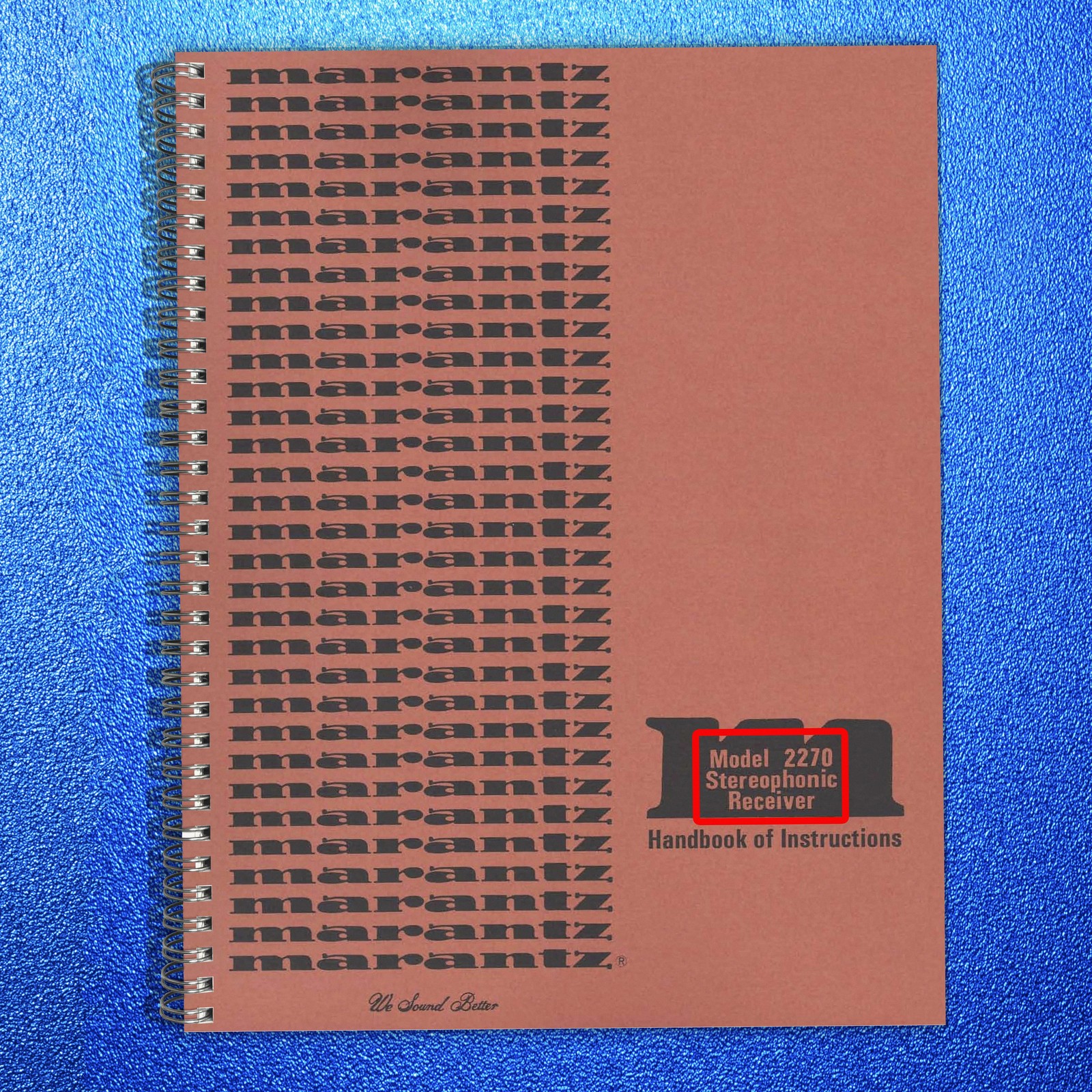MARANTZ 2270 Receiver User Manual Operation Instructions Guide – SPIRAL BINDING