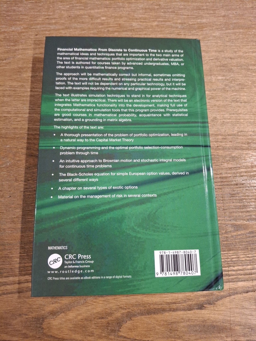 Financial Mathematics : From Discrete to Continuous Time, Hardcover by Hastings