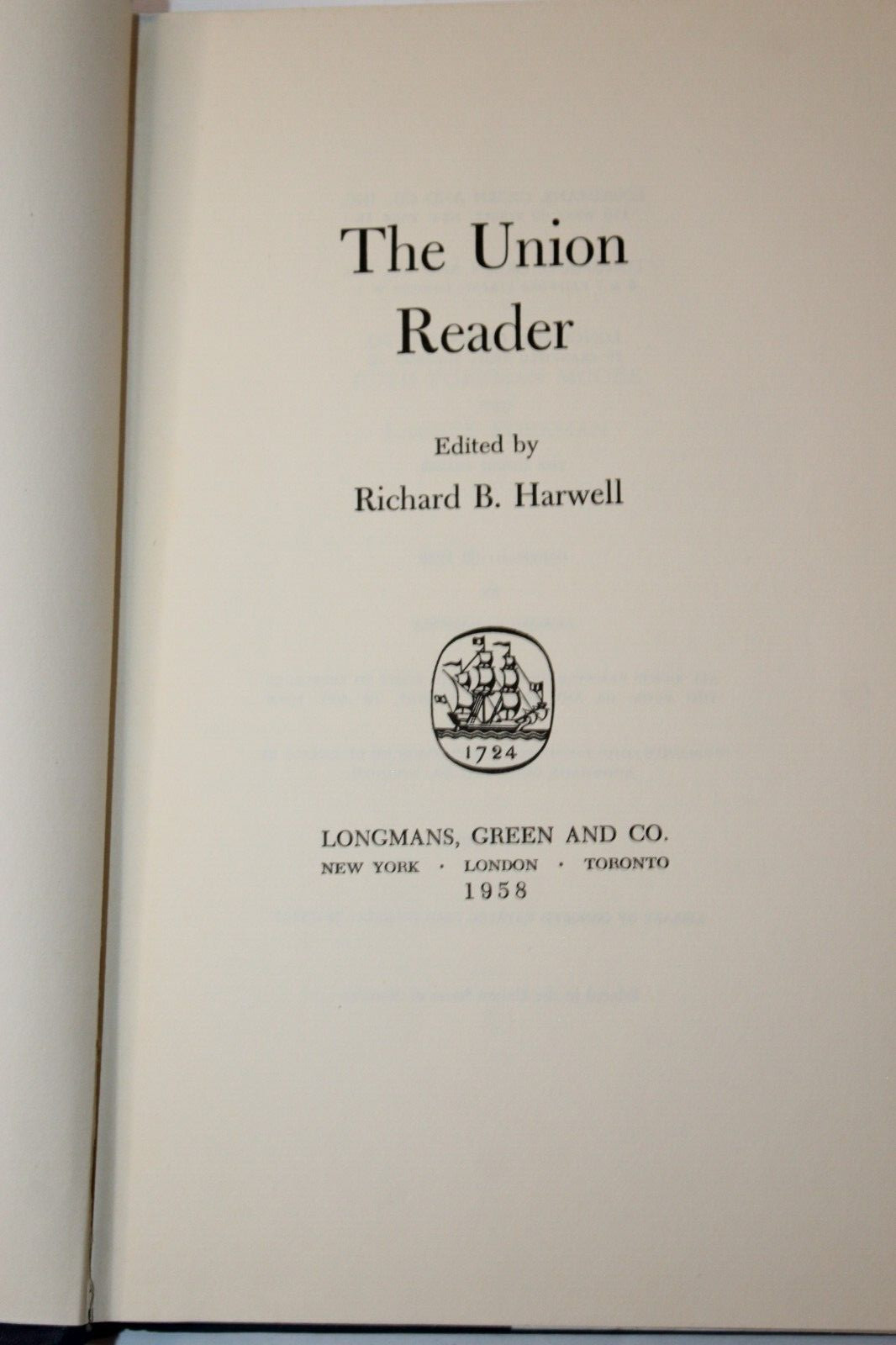 The Union Reader book by Richard B. Harwell 1958 1st Edition US Civil War HCDJ