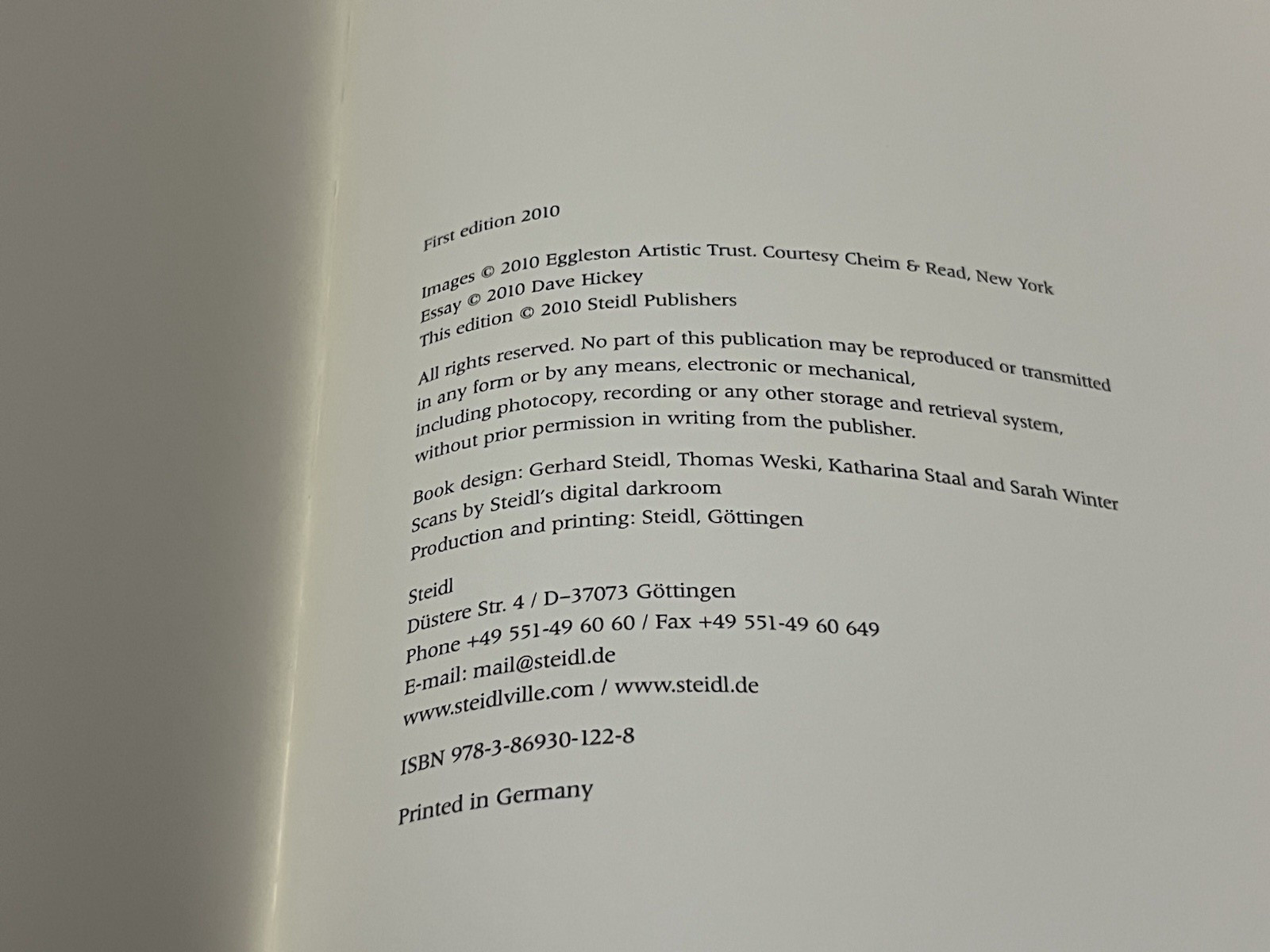 William Eggleston BEFORE COLOR STEIDL PHOTO BOOK 2010 1ST EDITION USED