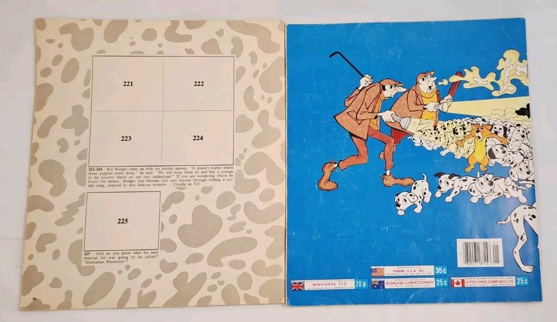 Vintage Walt Disney 101 Dalmatians Panini Sticker Book Lot Of 2 Booklets