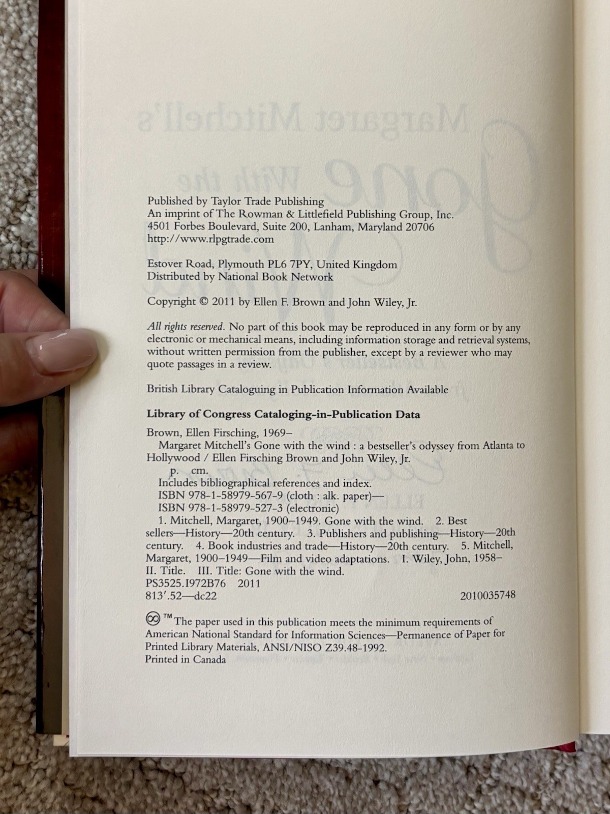 Margaret Mitchell’s Gone With the Wind by Ellen Brown and John Wiley Signed