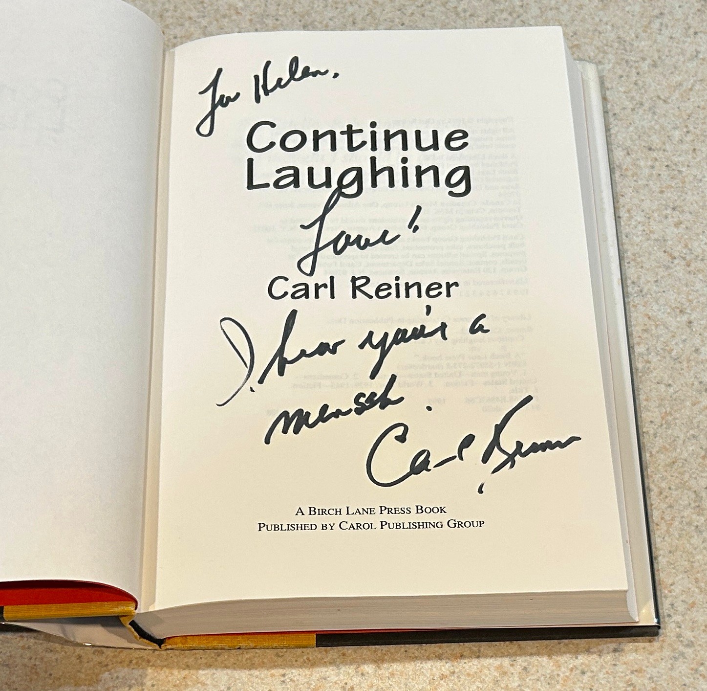 Carl REINER — Continue Laughing (Entertainment) — 1995 SIGNED 1st Edition HC