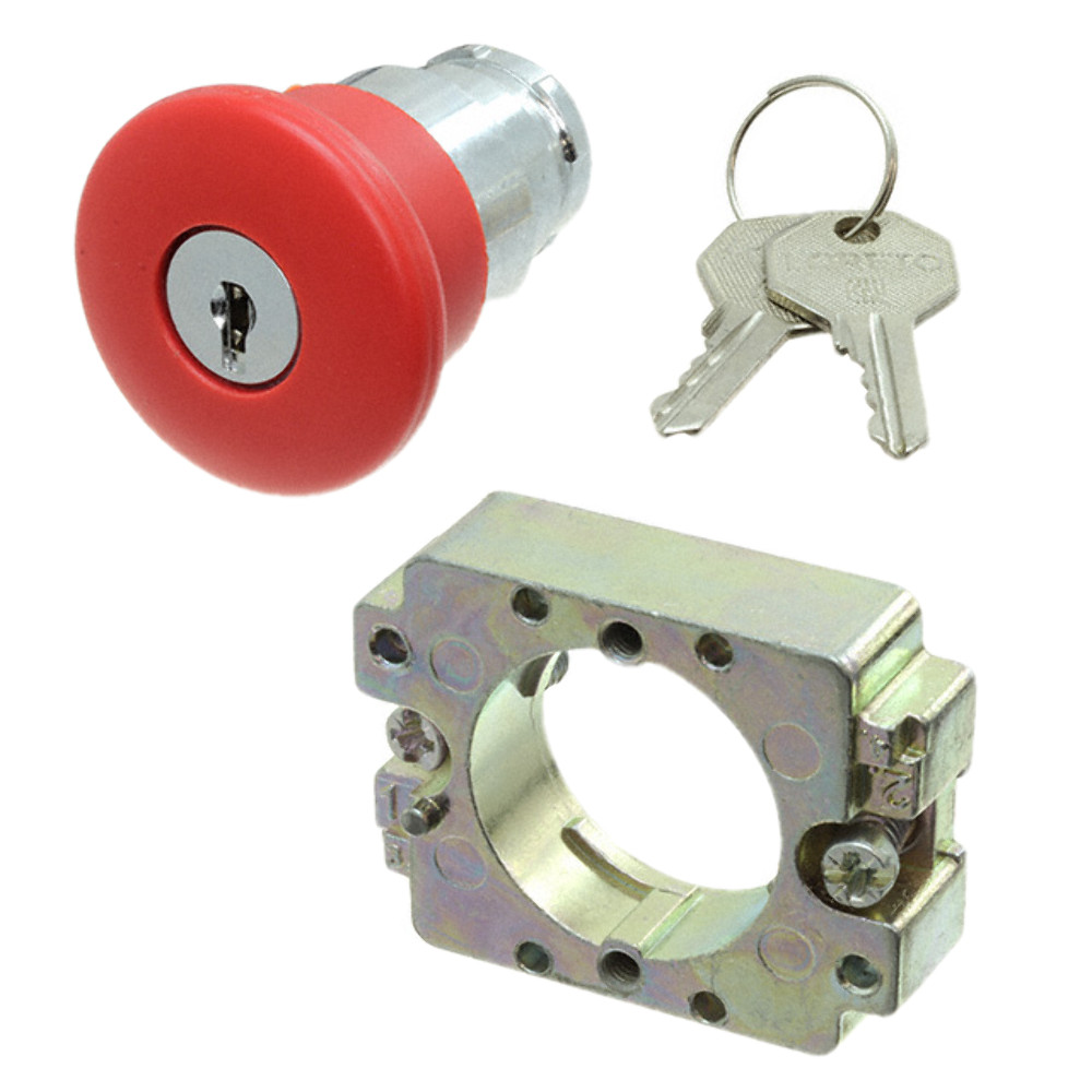 2AMLKB4 Switch Actuators 22mm RD Non-Illum Mushroom w/Key Rel