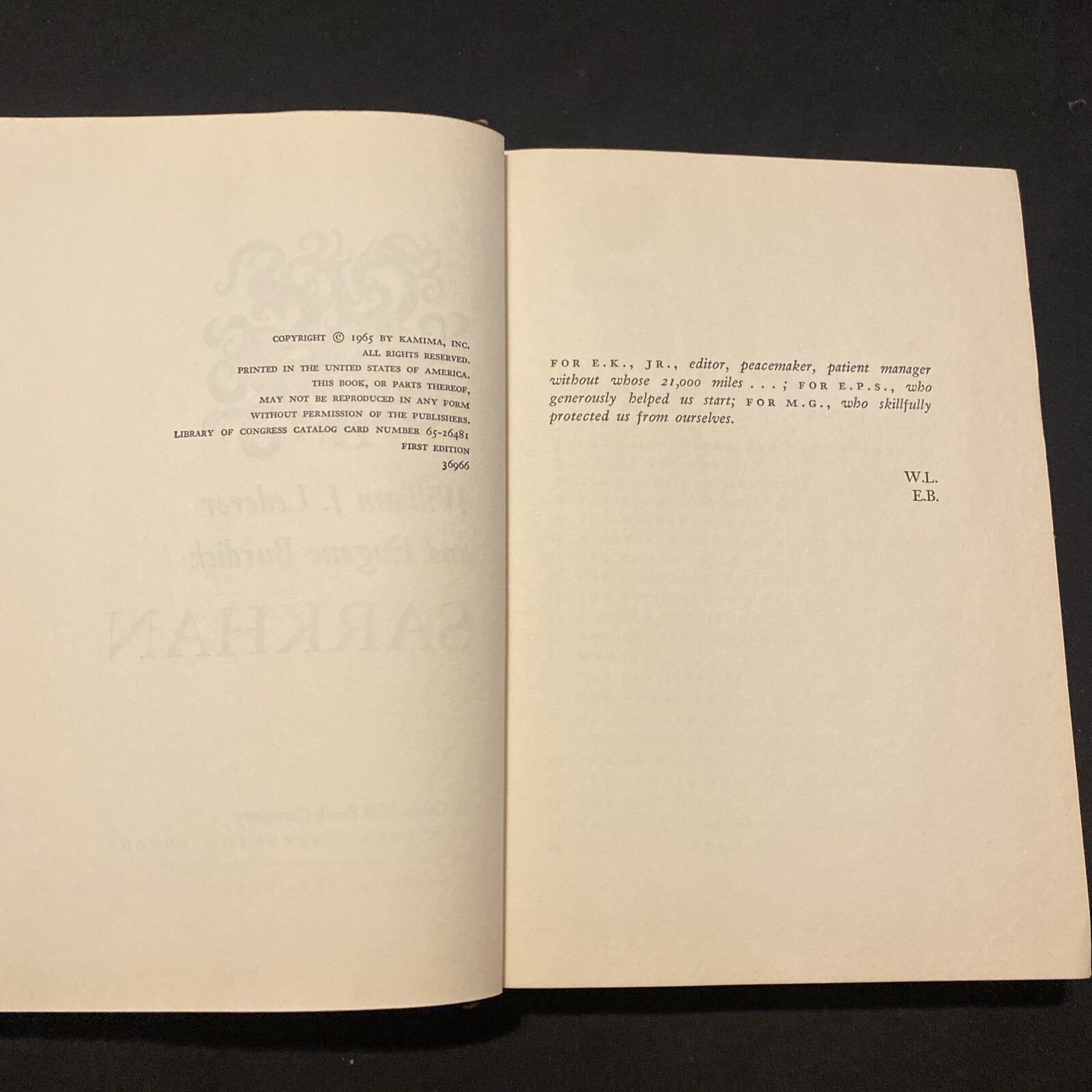 “Sarkhan” – LEDERER & BURDICK – First Edtion 1965 – Vietnam War
