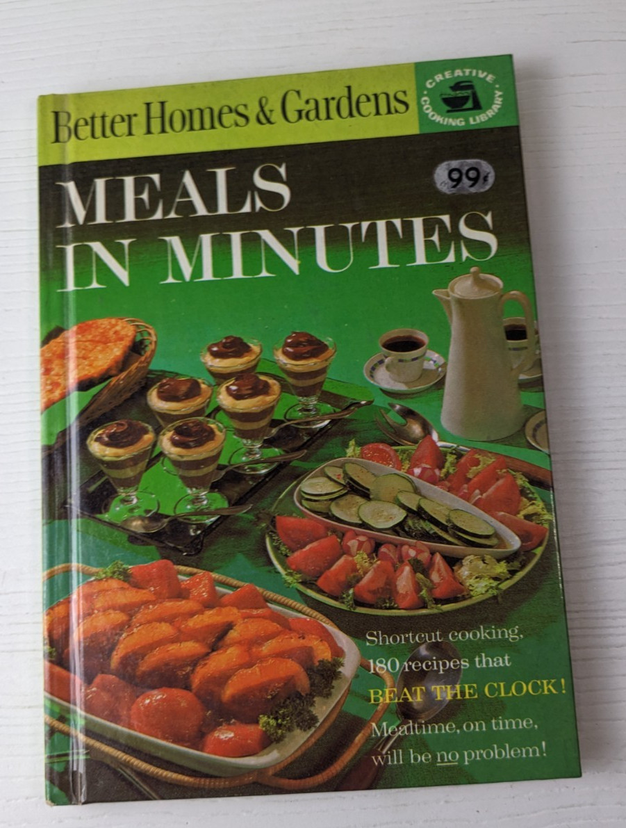 Retro BETTER HOMES & GARDENS MEALS IN MINUTES Hardcover Cookbook Vintage 1963