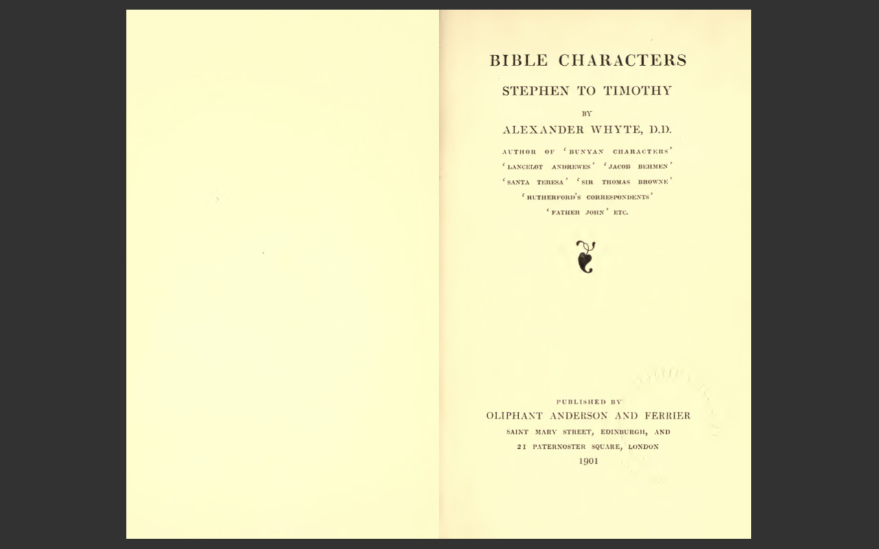 BIBLE CHARACTERS by Alexander Whyte-Bible Commentary-ALL 6 VOLUMES- E-Book on CD
