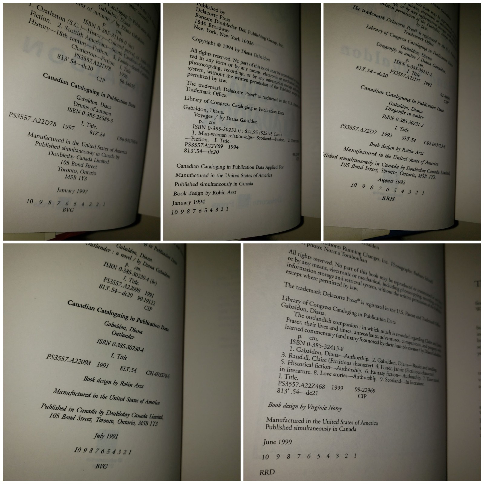 OUTLANDER COMPLETE SERIES ALL HAND SIGNED 1ST EDITIONS HARDCOVERS DIANA GABALDON