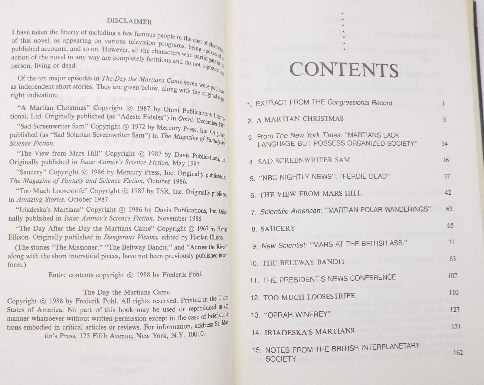 The Day the Martians Came by Frederick Pohl [B.C.E.] ·St. Martin’s Press, 1988