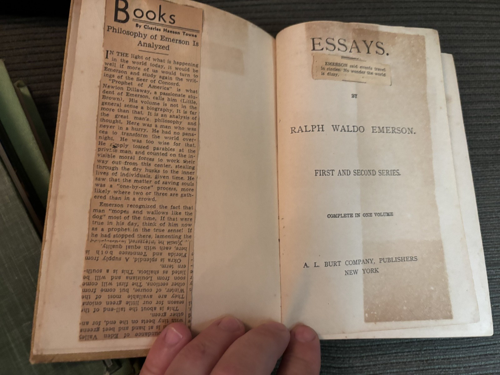 early 1900s, A. L. Burt Company Essays By Ralph Waldo Emerson fine binding HC
