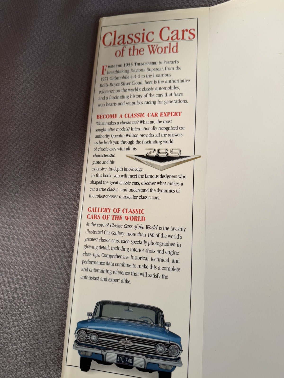 Classic Cars of the World Quentin Willson (1995, Hardcover) 1ST American Edition