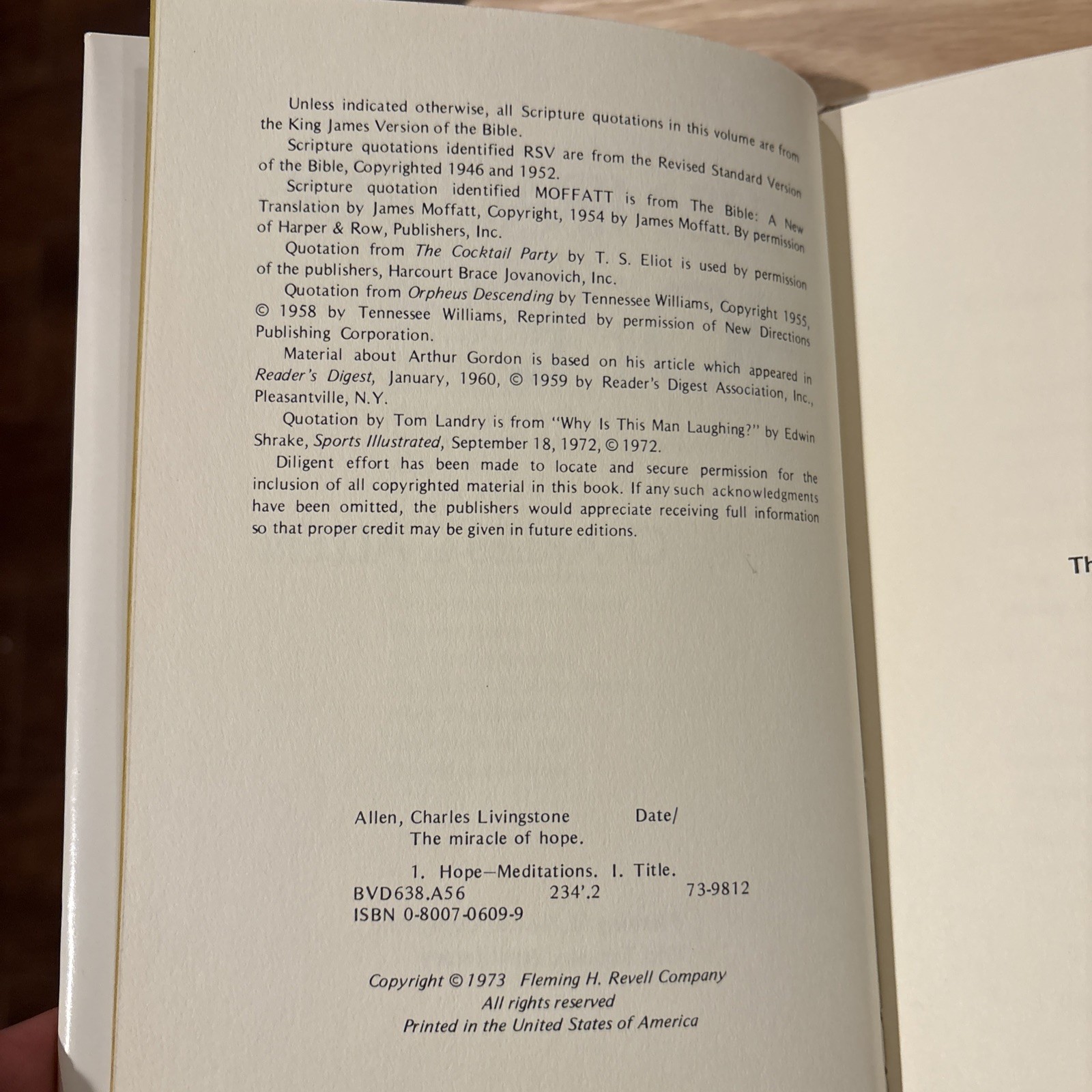 The Miracle Of Hope By Charles L. Allen HBDJ