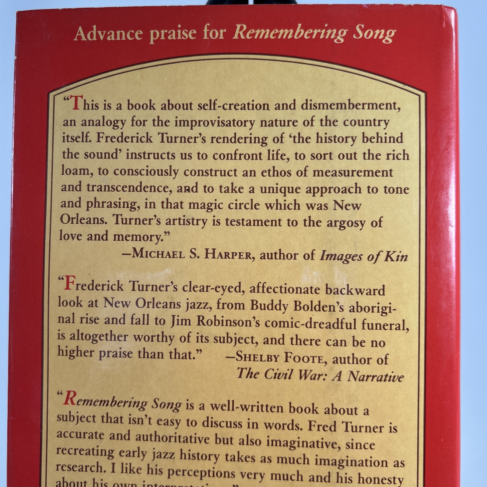 REMEMBERING SONG By Frederick W. Turner – Encounters New Orleans Jazz Tradition