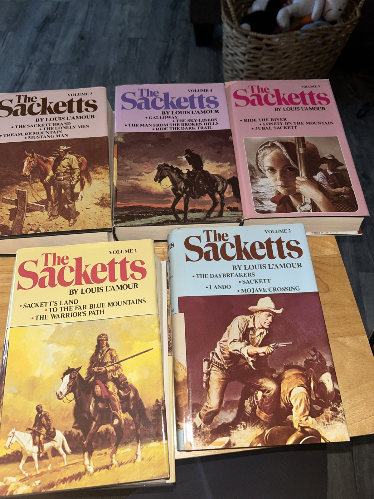 The Sacketts Complete Set Volume 1-5 Hardcovers Lot by Louis L’Amour 80s