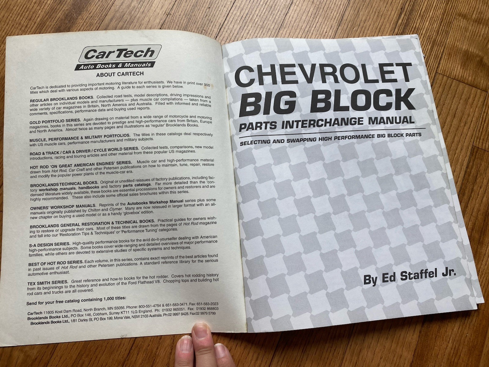 Cheverolet Big Block Parts Interchange Manual – Cartech – S.A.Design -Ed Staffel