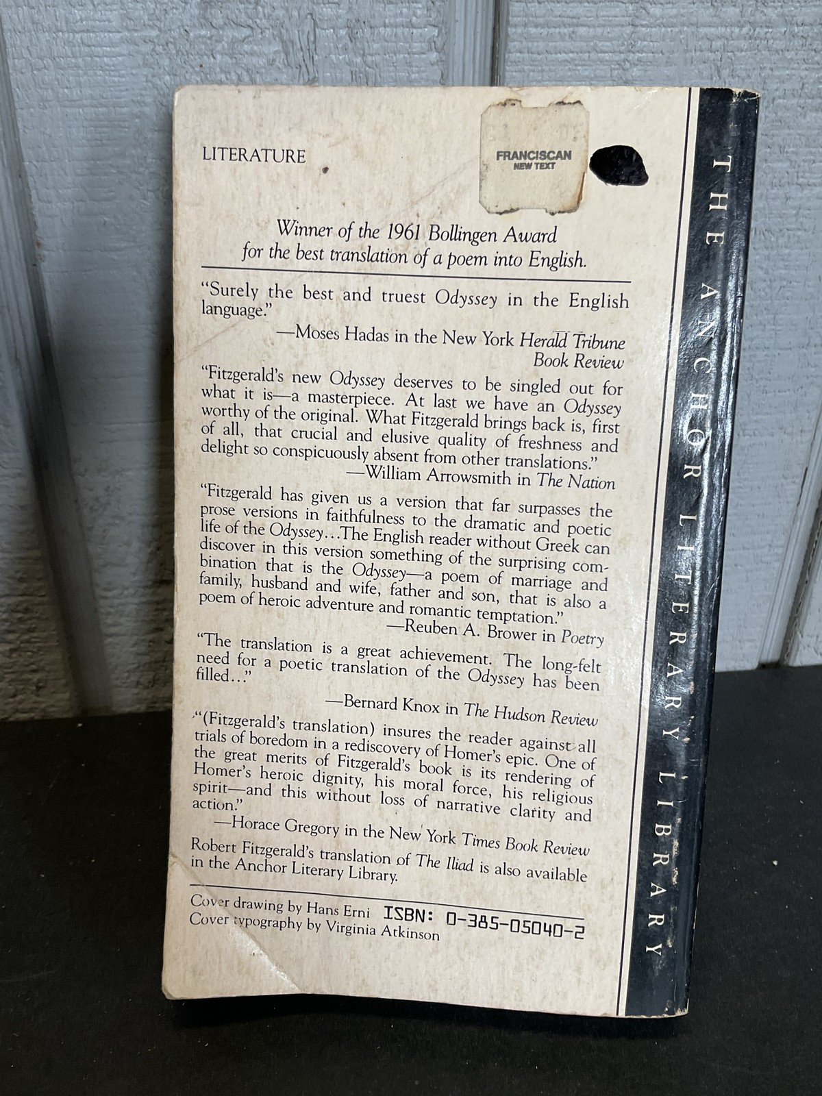 The Odyssey by Homer, Translated Robert Fitzgerald 1963 Anchor Books Paperback