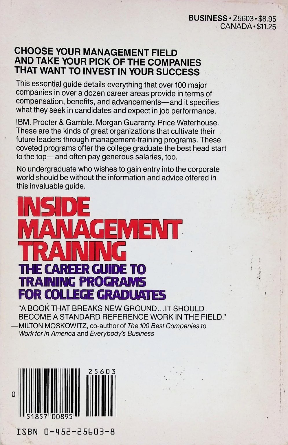 Inside Management Training Salzman 1985 First Printing Career Guide Plume NAL