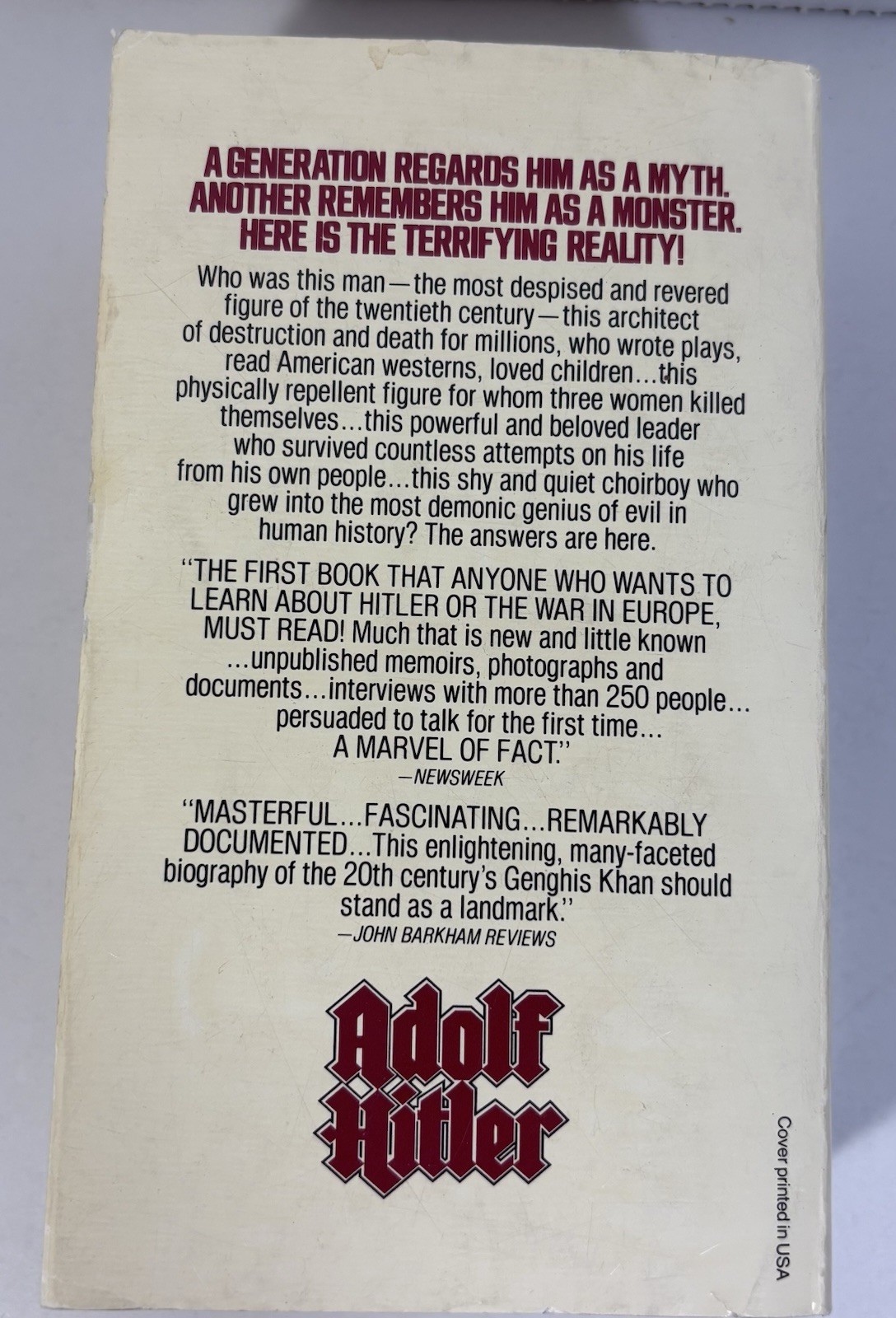 Adolf Hitler PB John Toland 1976 Biography WWI World War 1 Death Destruction