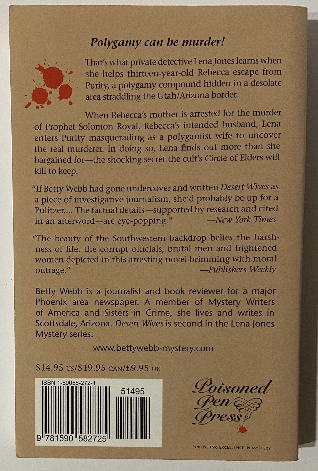 Desert Wives : Polygamy Can Be Murder by Betty Webb (2006 SIGNED 1st Paperback)
