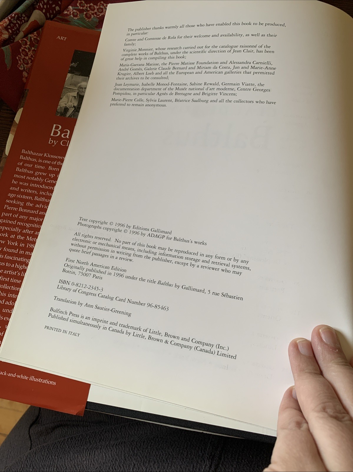 BALTHUS By Claude Roy – Hardcover with Dust Jacket First American printing