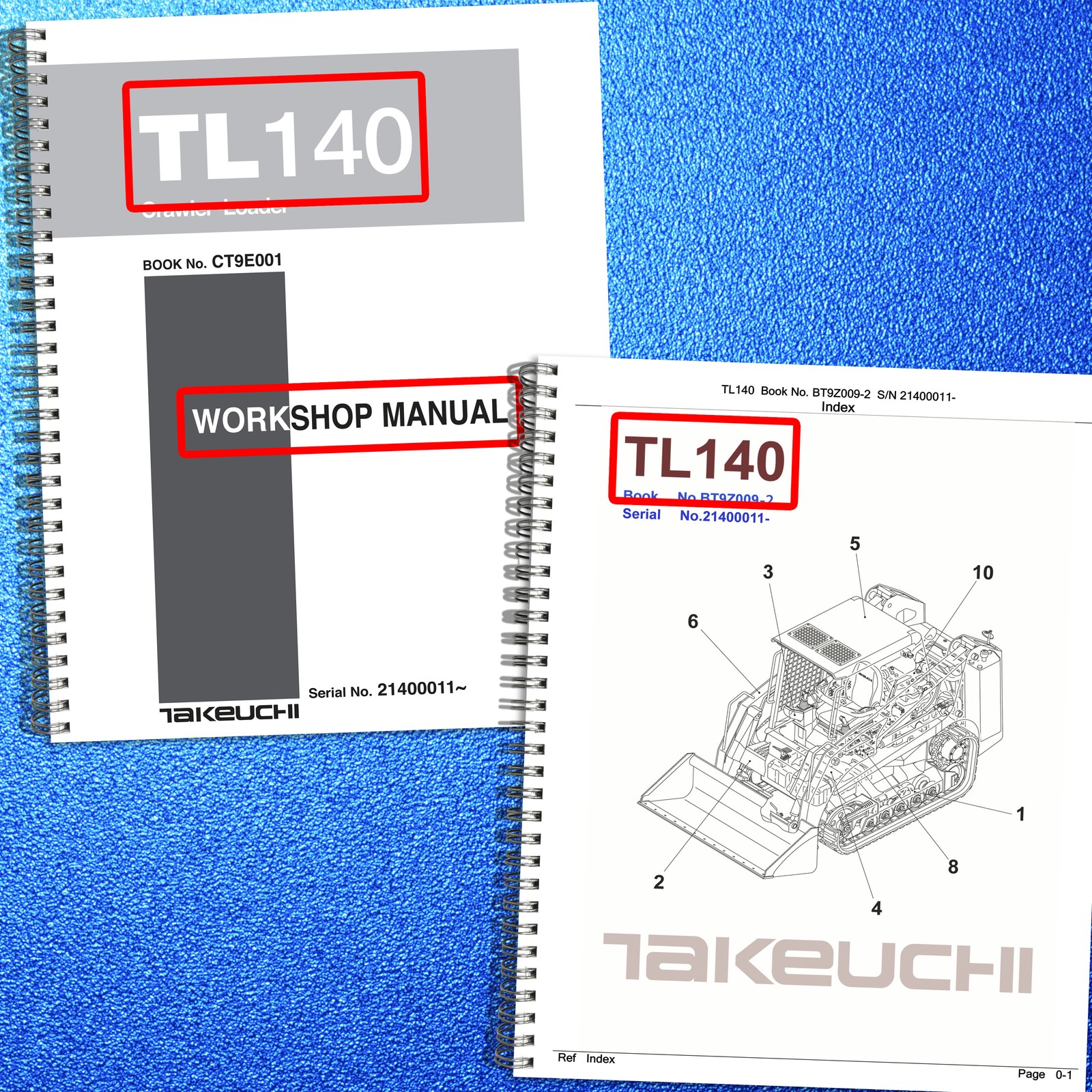 TAKEUCHI TL140 CRAWLER LOADER WORKSHOP & PARTS MANUAL BUNDLE – WIRE BOUND