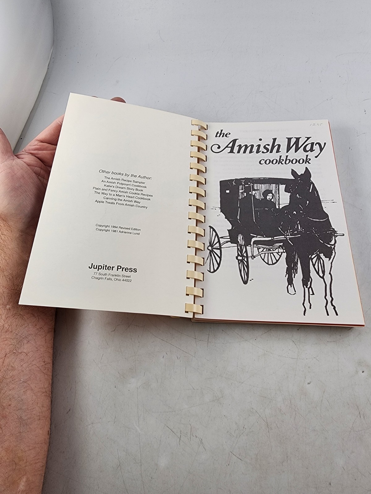 The Amish Way Cookbook Adrienne Lund 1994 Revised Home Remedies Spiral Bound