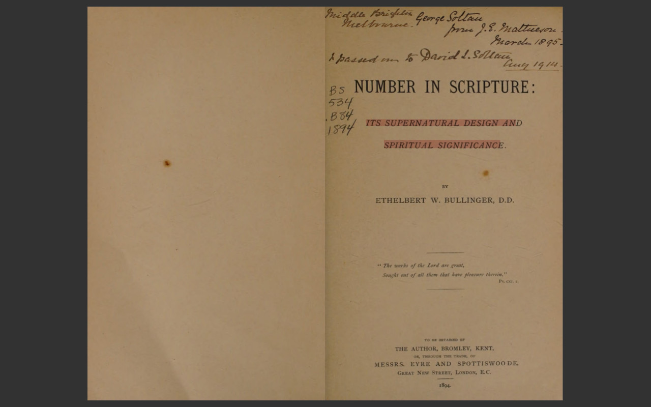 Number in Scripture by EW Bullinger – Christian Bible Study Theology ebook on CD