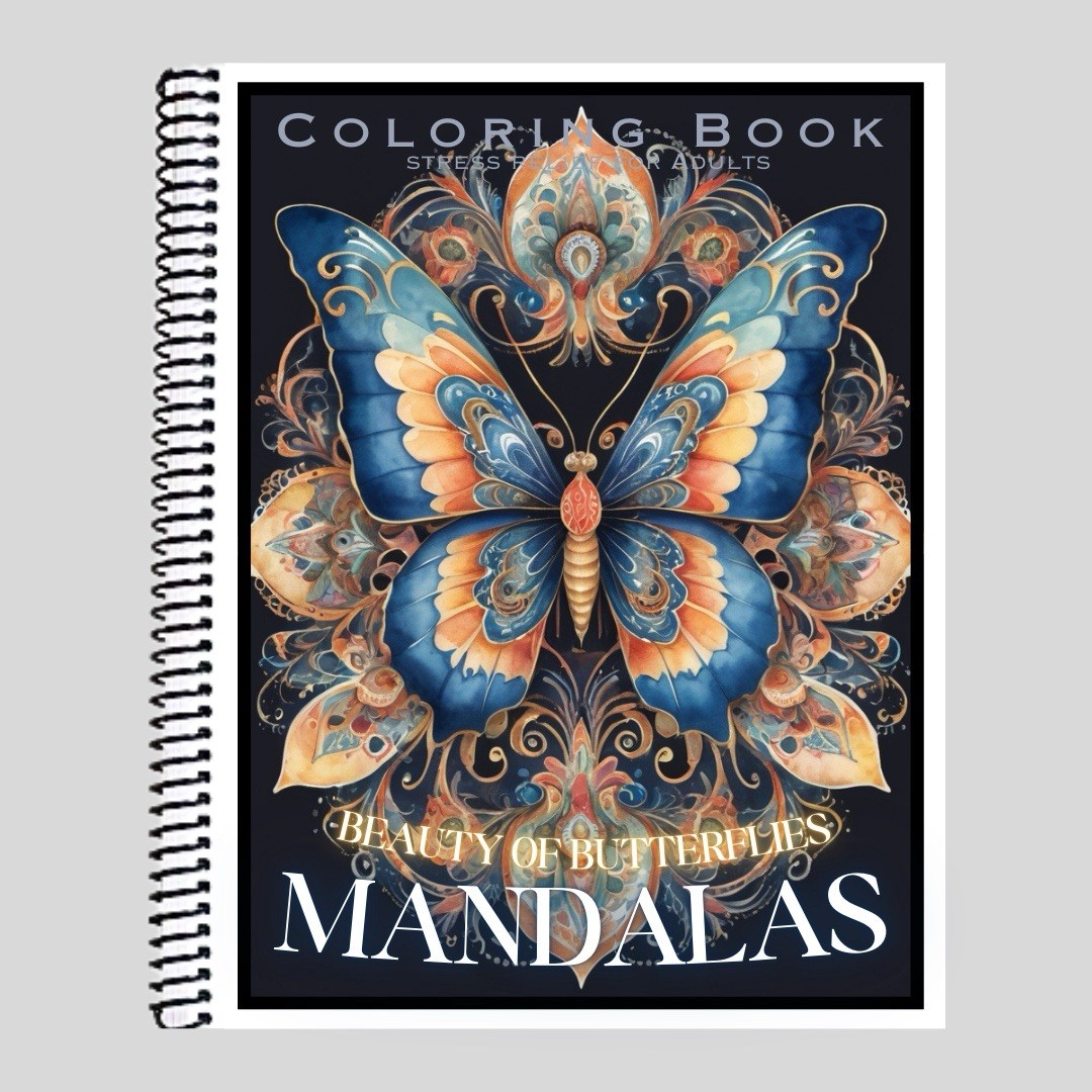 Butterflies – Spiral Bound Adult Coloring Book – Thick Artist Paper – 50 pages 2