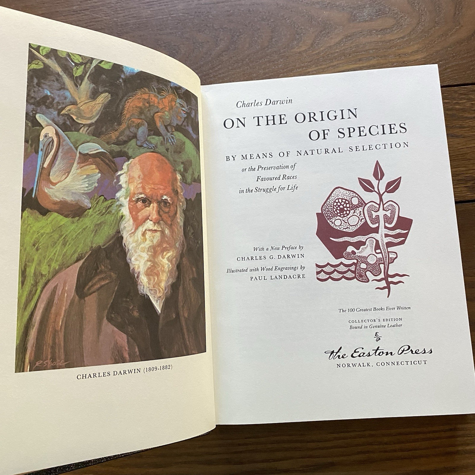 Easton Press Lot of 2 The Descent of Man & On The Origin of Species Darwin