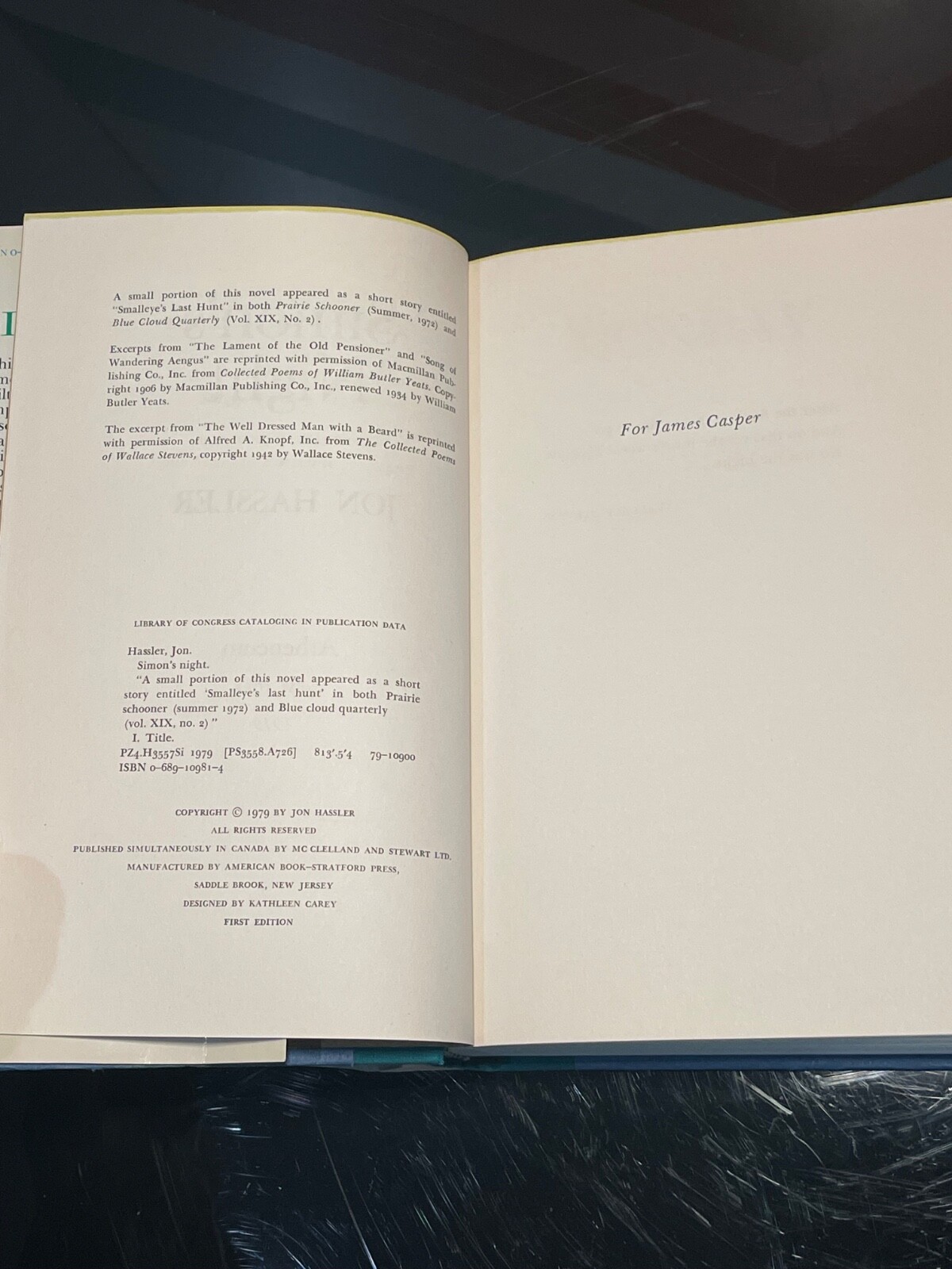 Simon’s Night / Jon Hassler ~ First Edition with Dust Jacket Signed by Author