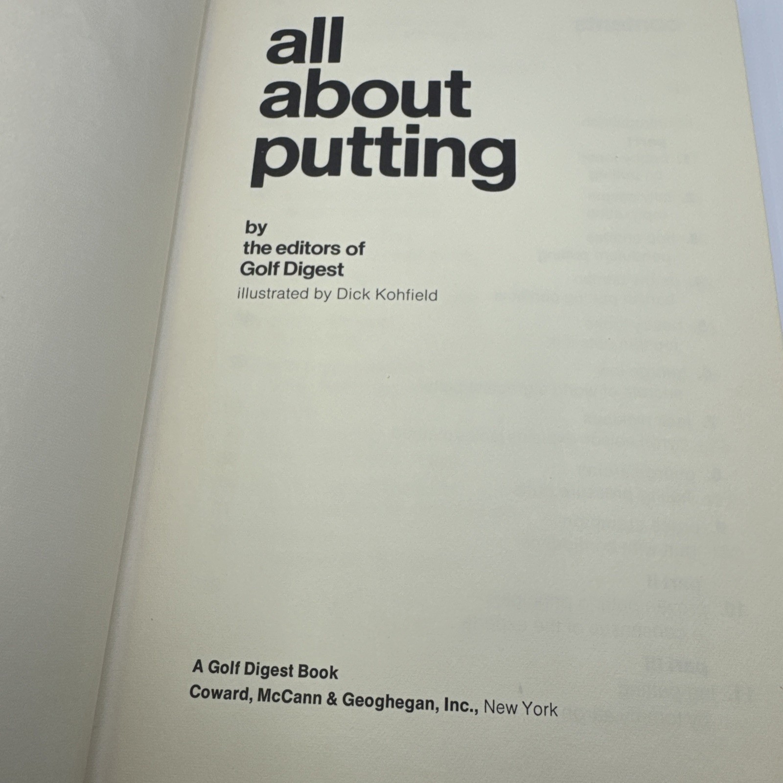 All About Putting editors Golf Digest Magazine Hardcover 1973 Vintage Golf Book