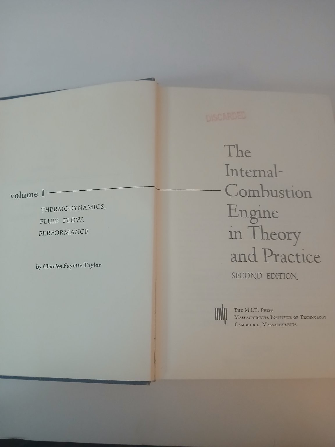 Internal-Combustion Engine Theory Practice Taylor 1966 Second Edition MIT Press
